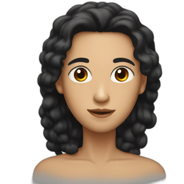A man with black hair and brown eyes, with a woman whose hair is black emoji
