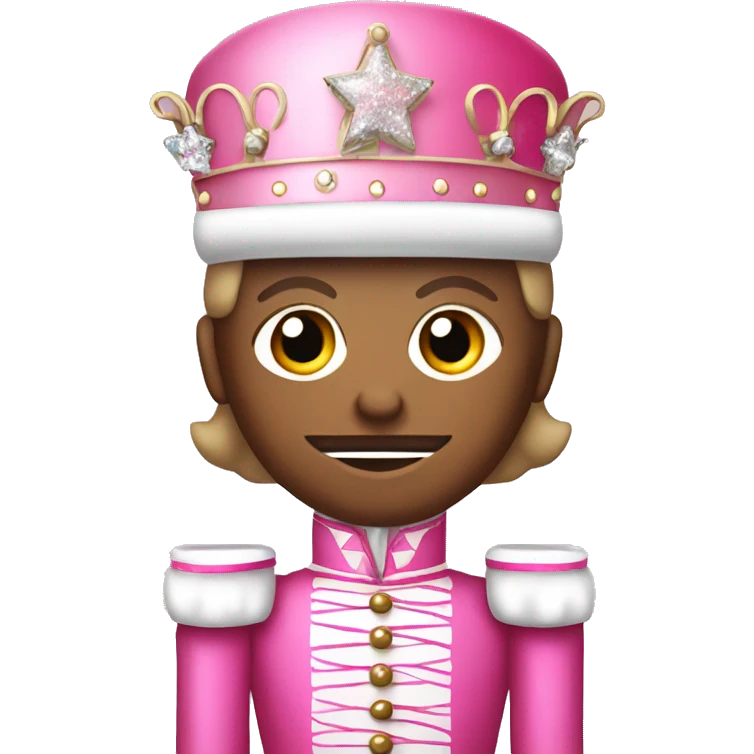 nutcracker with pink and white clothes andsparkles emoji