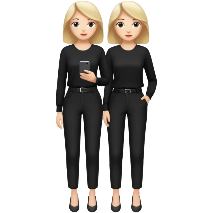 white woman dressed in black trousers and blouse full body emoji