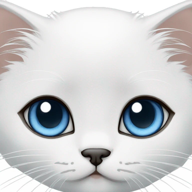 White persian doll face kitten with one brown eye and one blue eye emoji