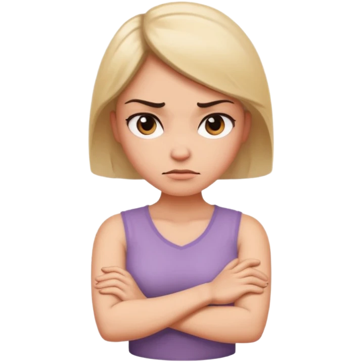 Woman with arms crossed in a mad way with an attitude turned to the side a little  emoji
