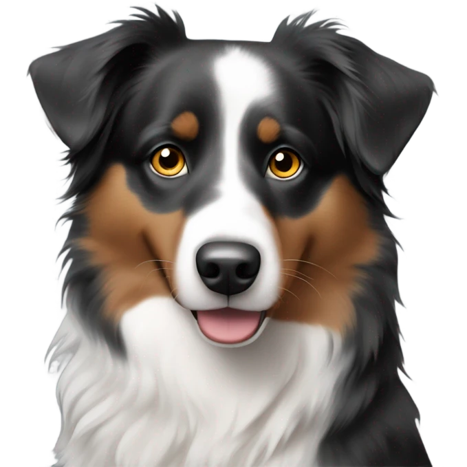 Australian shepherd black right eye and white left eye emoji