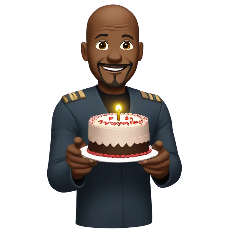 Sisko with birthday cake  emoji