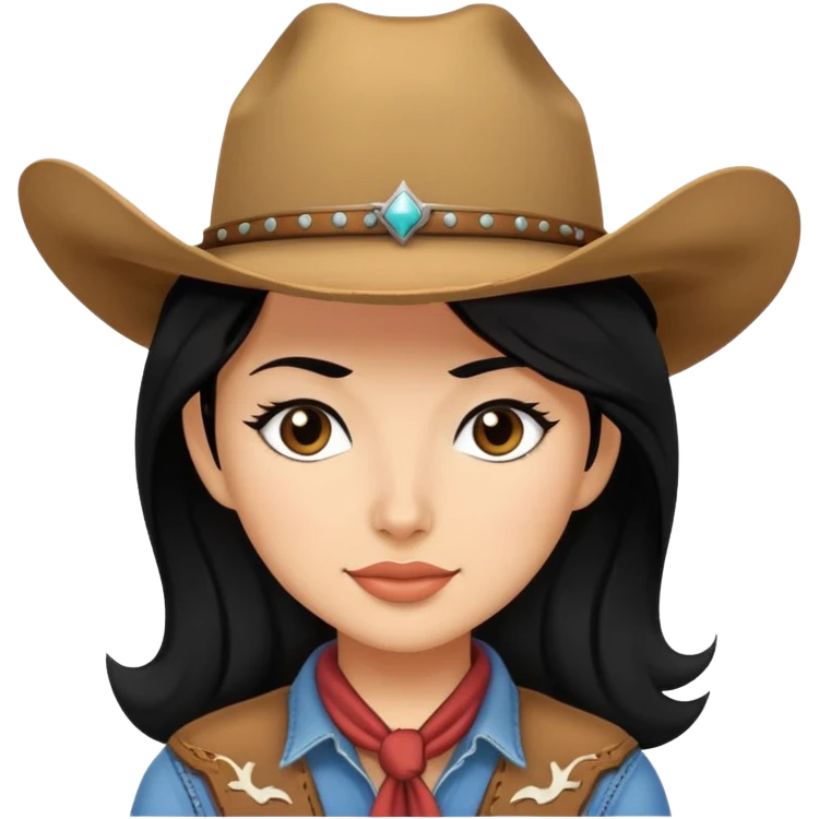 Cowgirl with black hair emoji