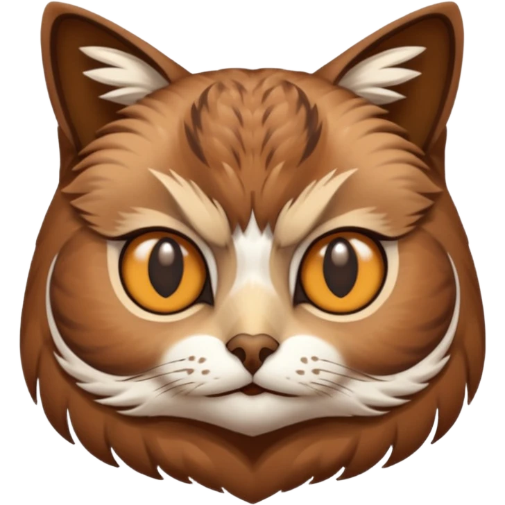An cats head with a brown on top of the head of the cat the cats head infused with an white owls body with brown wings emoji