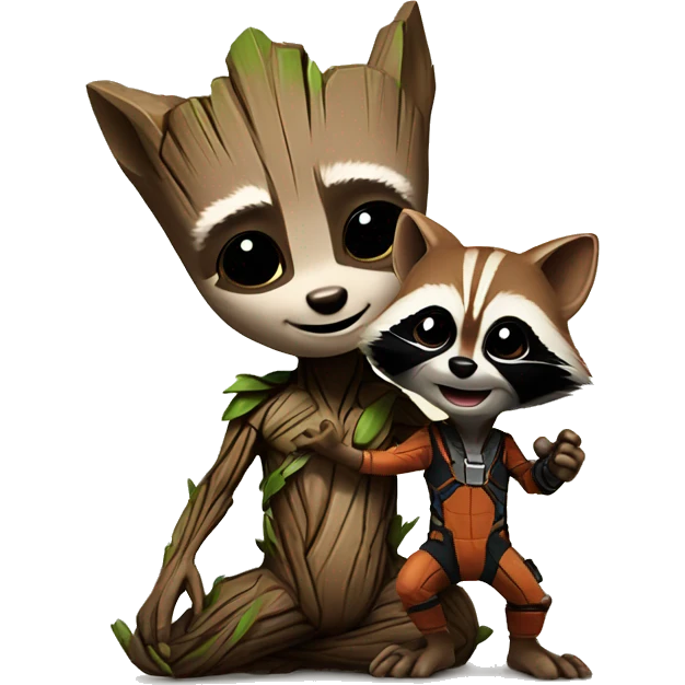 baby groot and rocket racoon emoji