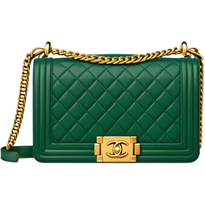 chanel le boy dark green color bag emoji