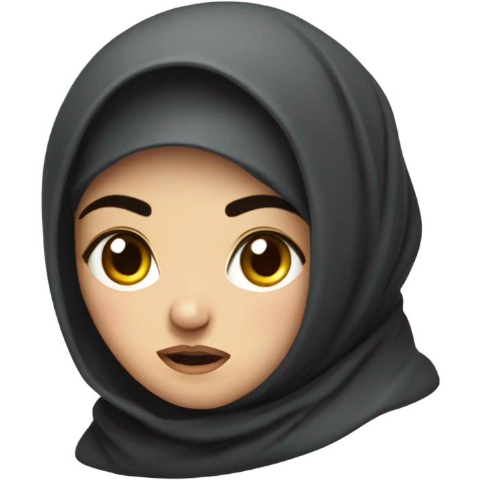 russian woman with black hair and headscarf looking angry emoji