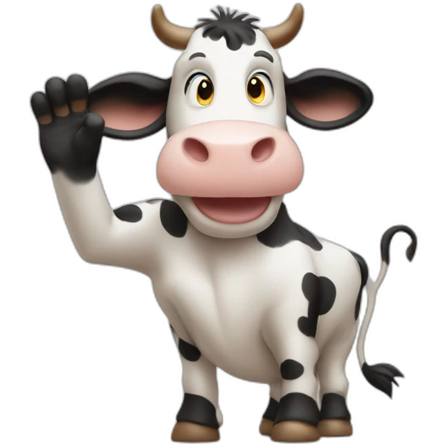 cow waves hand emoji