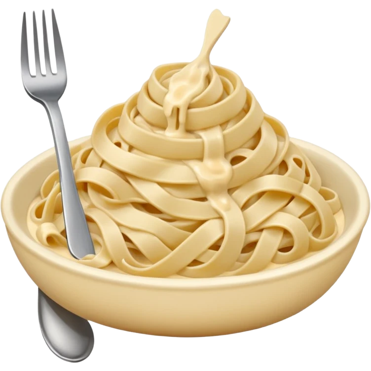 white creamy saucy fettuccine with a fork   emoji