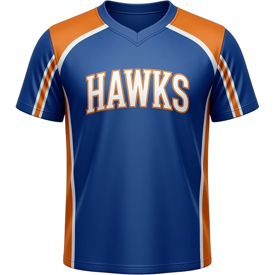 Blue and orange uniform with the word Hawks across the top emoji