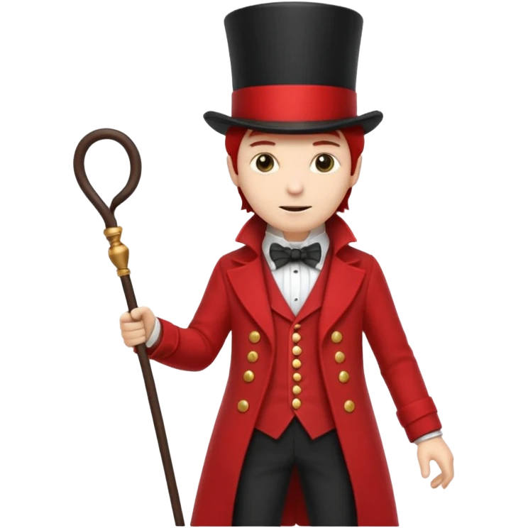 Ringmaster – Man in red coat and top hat, holding a whip or mic emoji