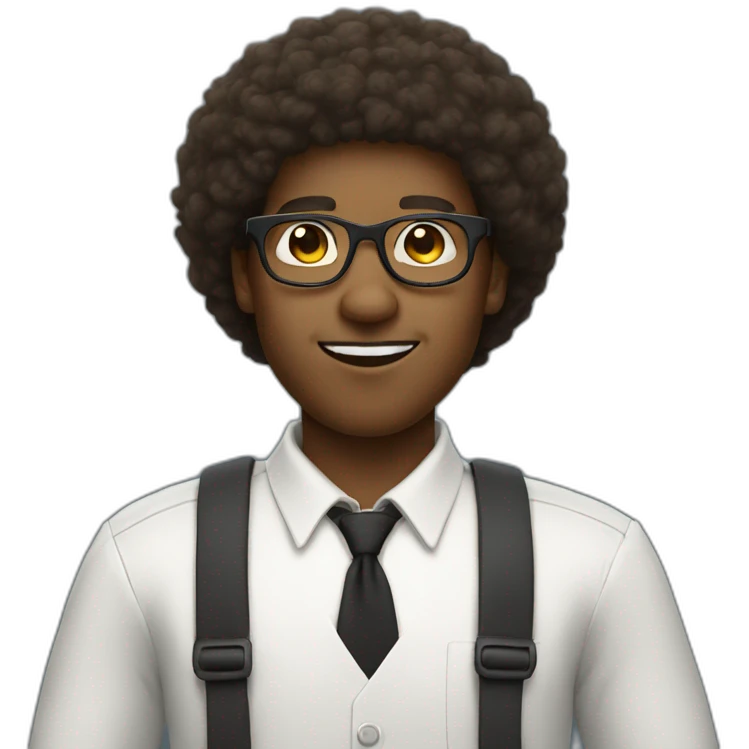nerd black boy with an afro wearing glasses has a small goatee beard  emoji