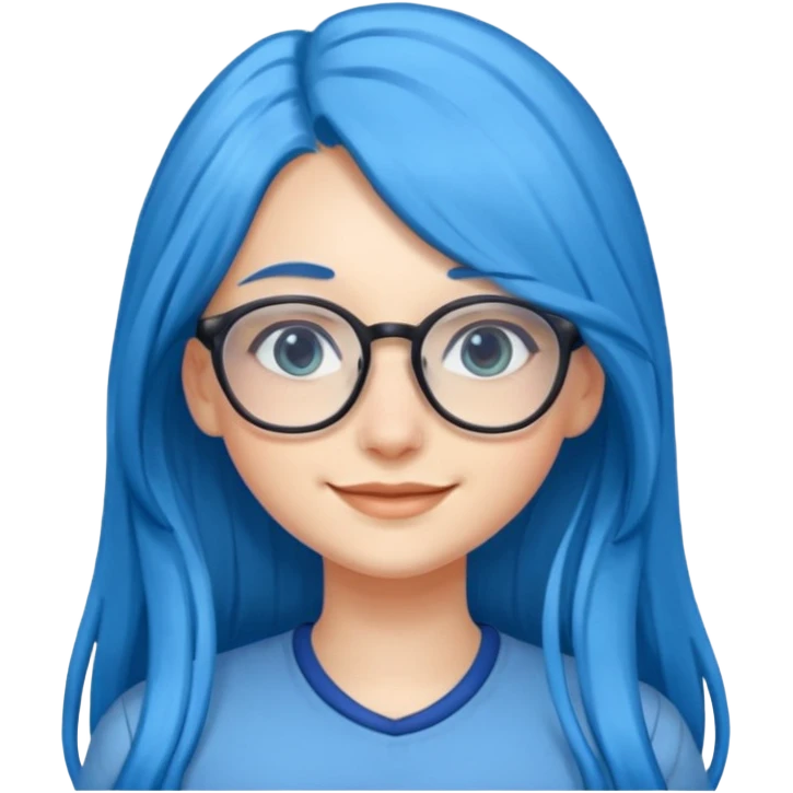 girl, long blue hair, glasses emoji