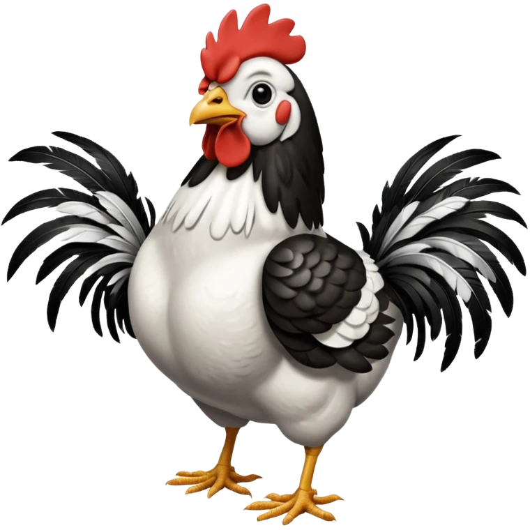 chicken with body covered black and white bar feathers  emoji
