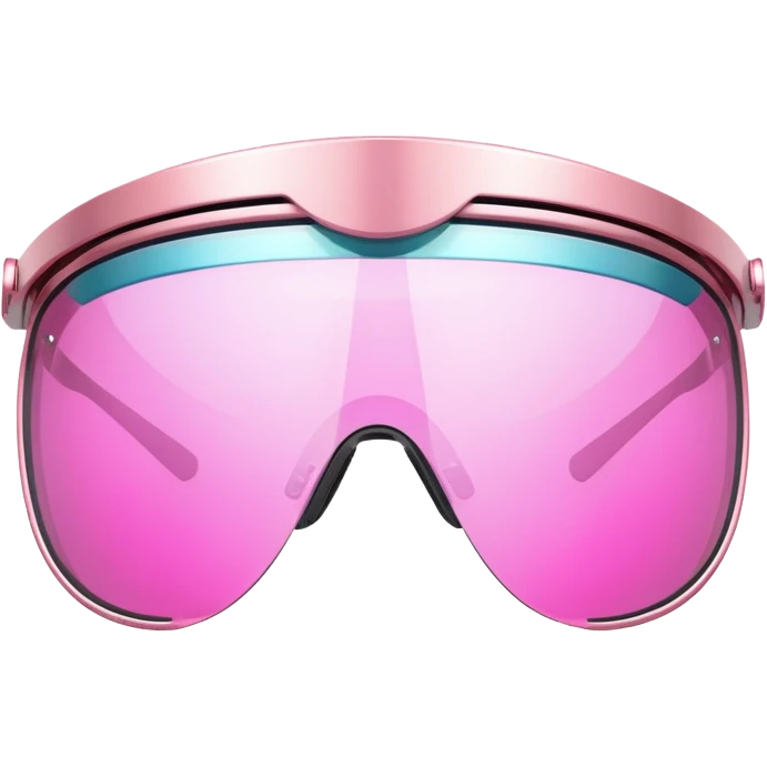 pink tinted shield visor glasses with metallic rim, Y2K futuristic style emoji