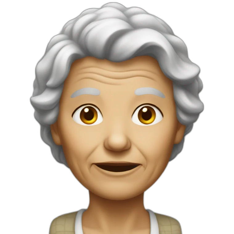 old woman with reiciding hair emoji
