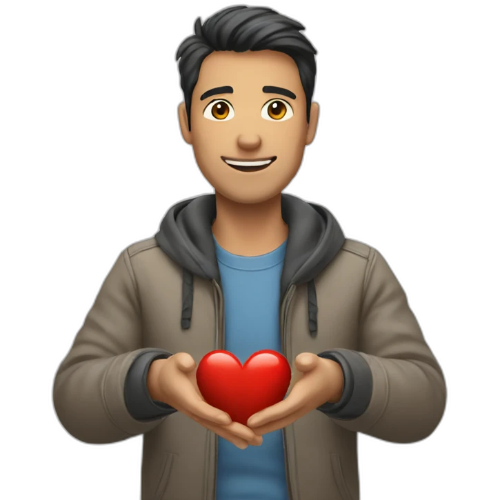 un homme qui fait un coeur avec les mains emoji