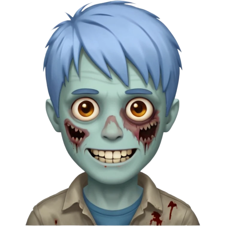 я мужчина, цвет волос пепельно синий, стрижка как у футболиста Yamal сделай меня в стиле зомби и ещё сделай с Улыбкой крутой и поменяй стрижку больше объемной зделай, и чёлку не на бок а прямо и зделай больше урагана на волосах стрижка не такая emoji