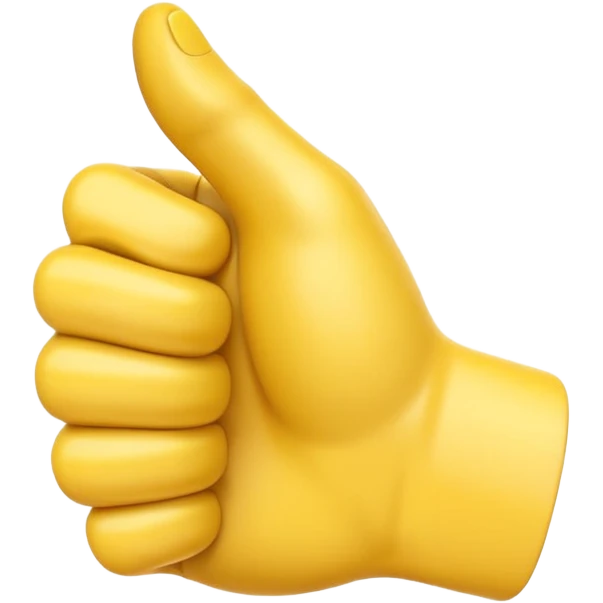 A 3D Apple-style yellow hand emoji, closed fist with thumb pointing backward over the shoulder direction, smooth rounded shape, shiny surface, clean minimal background. AND MOTİON LİNE emoji