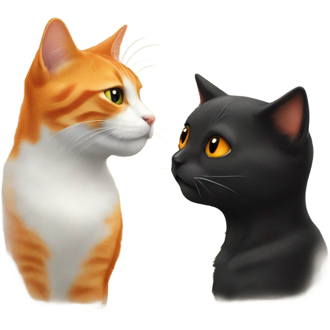 Orange cat and black cat kissing emoji