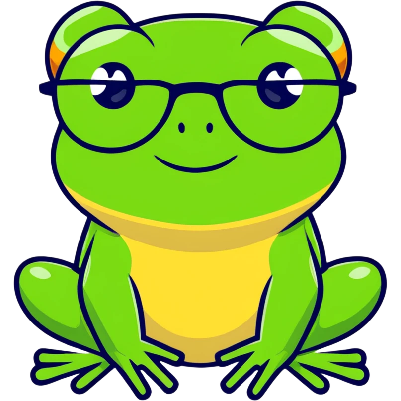 Una rana con lentes emoji