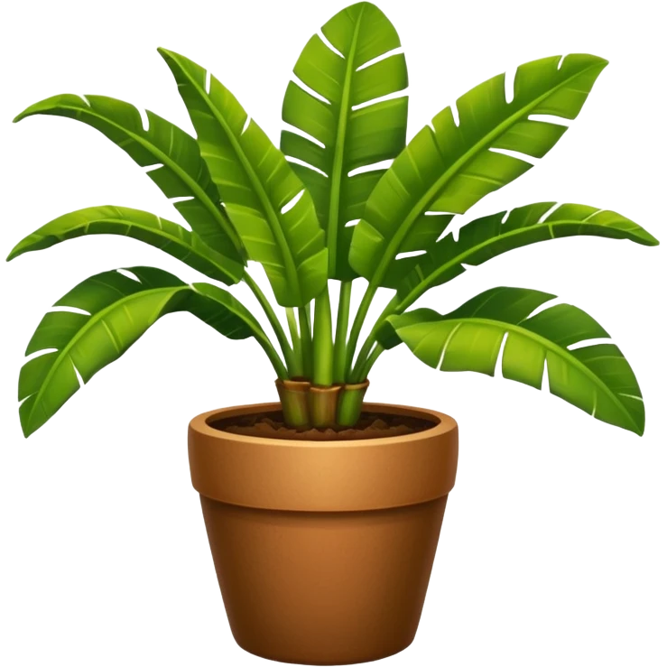 Potted plant, the potted plant contains banana leaves emoji