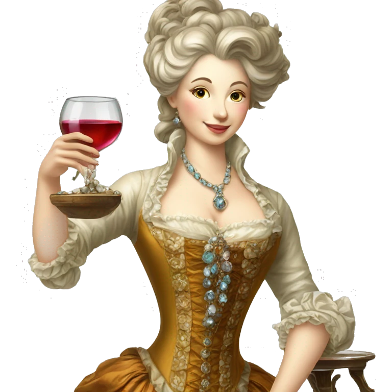 Rococo woman pouring wine into bejeweled glass  emoji