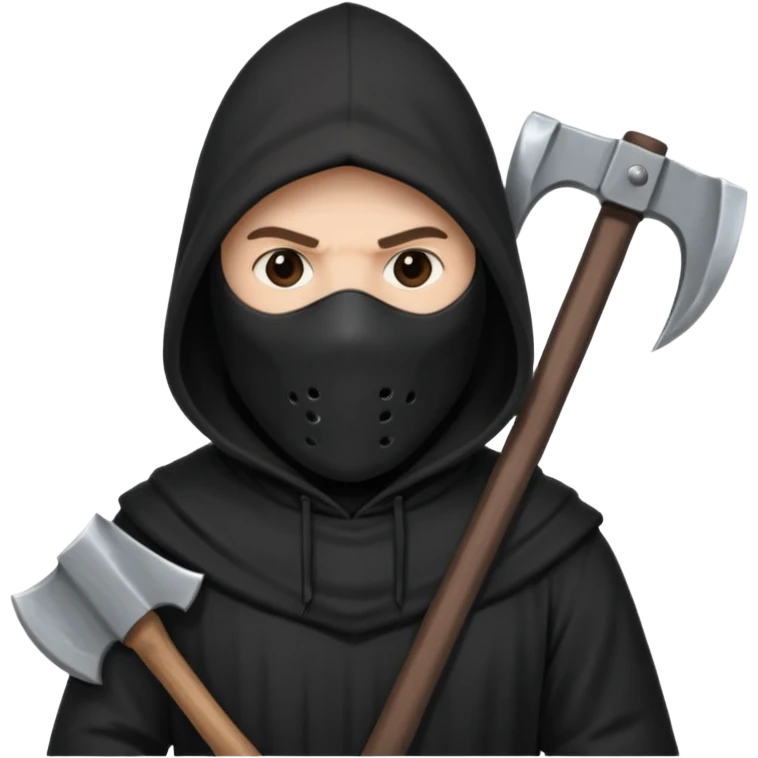 an executioner with a black hood/ sheet on his face so we can't see his face and a big axe in his hand emoji
