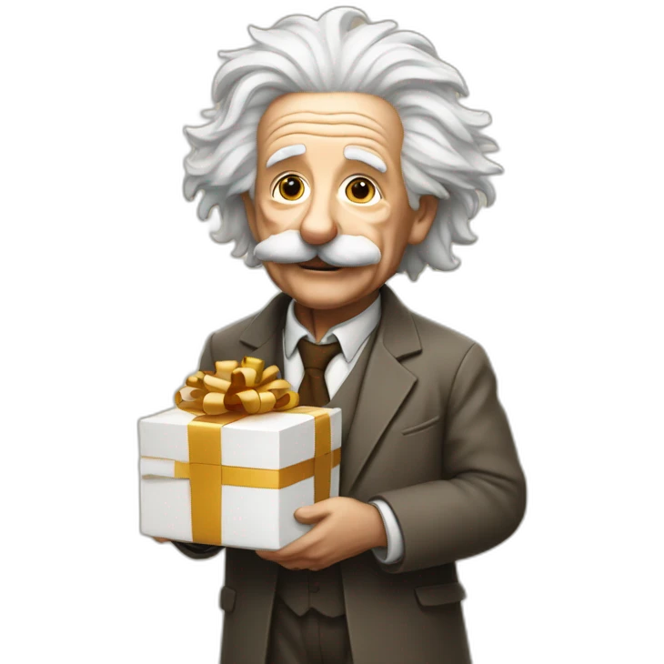 Einstein holding a present emoji