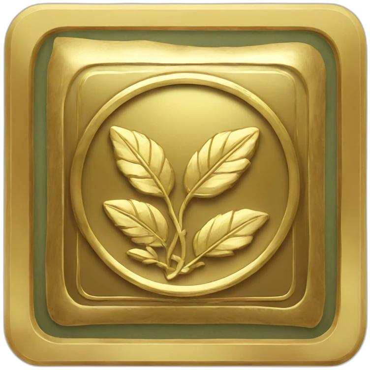 square golden coin with laurel engraving emoji