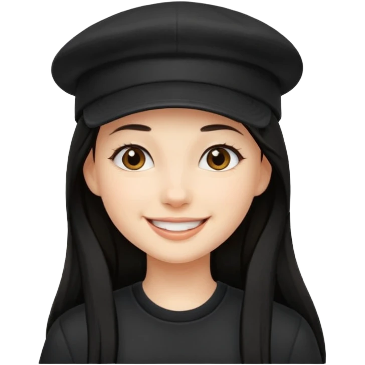 Girl with turned back black cap and a long hair  emoji