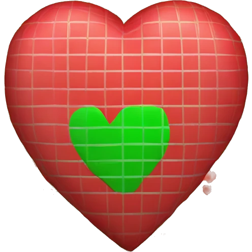 Un coeur à carreaux rouge et vert mélngé emoji