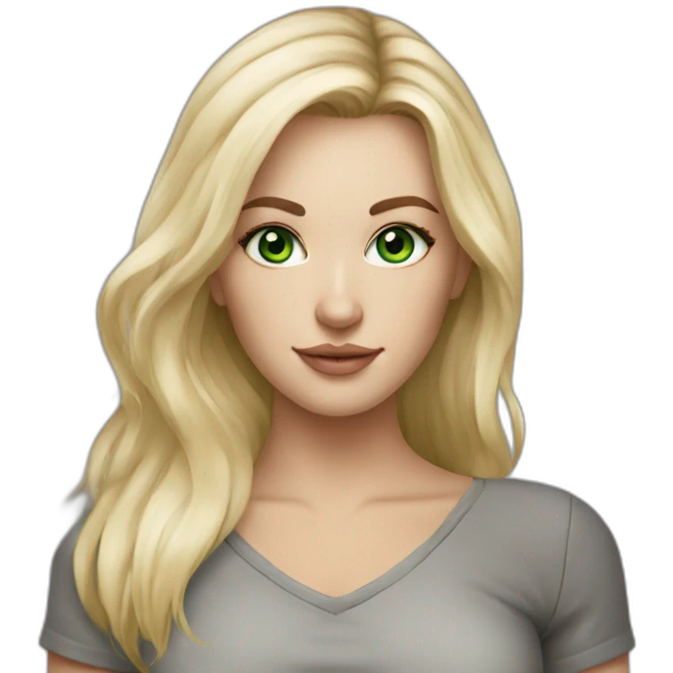 tattoo master, white girl straight blond hair, green eyes emoji