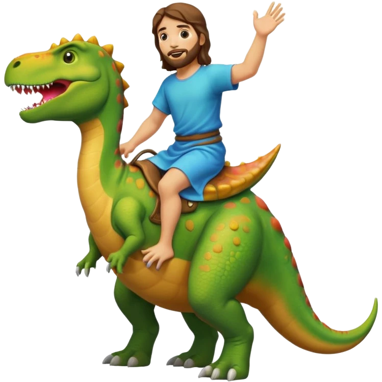 Jesus riding a Dinosaur emoji