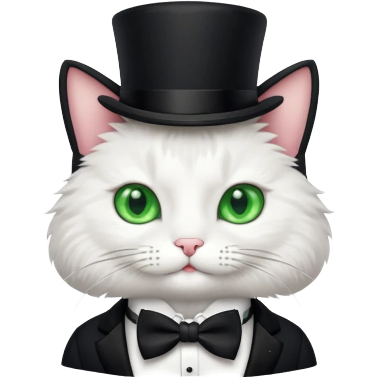 Cat wearing top hat and bow tie emoji