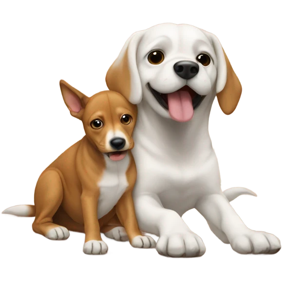 Dog licking other dog with his feet emoji