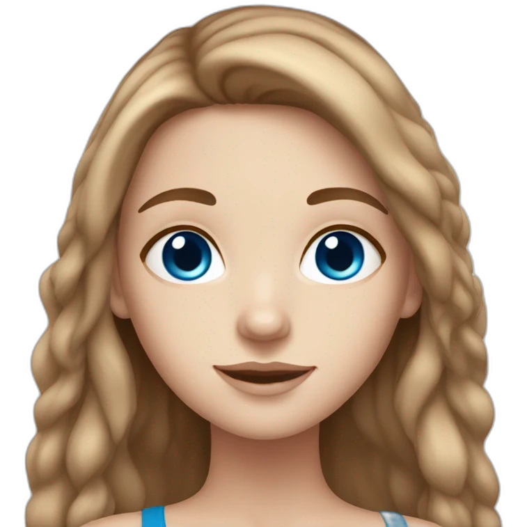 white girl with blue eyes, long brown hair and freckles  emoji