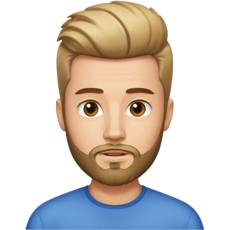 Chico joven con barba cara alargada y tupé emoji