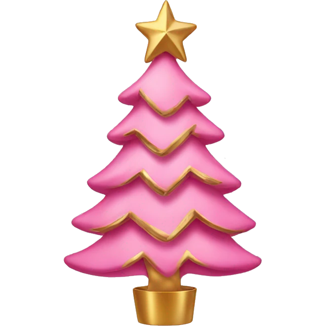 A pink Christmas tree with bows and gold emoji