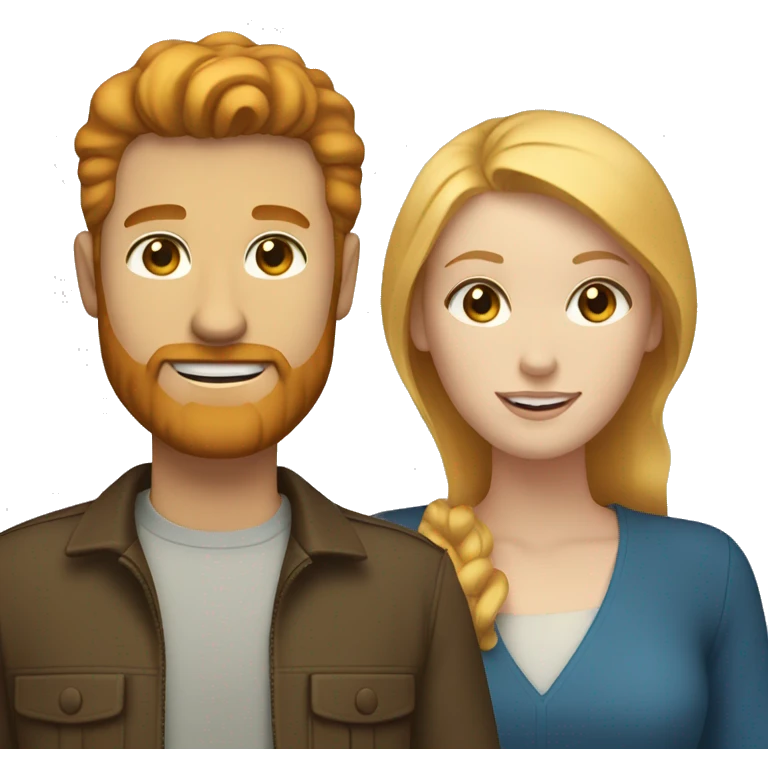 Couple white man with ginger hair and beard and a white woman with blonde hair and blue eyes  emoji