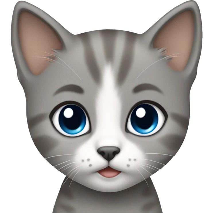 blue eyes grey kitten, brown short hair woman emoji