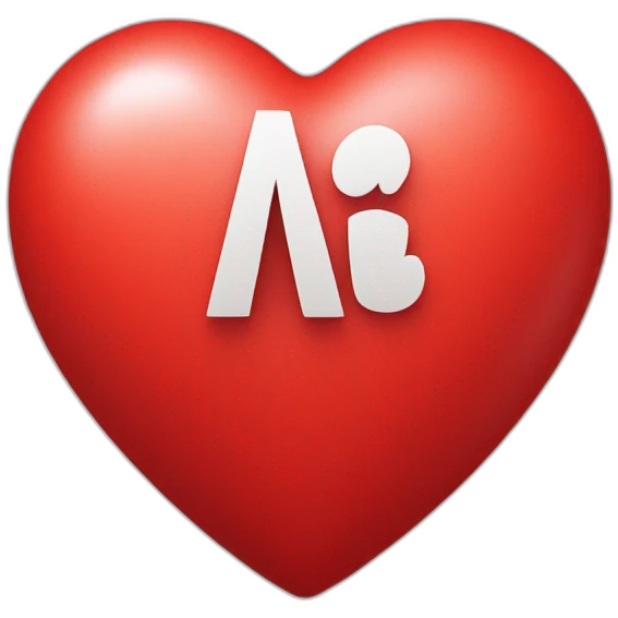 Red heart with letter A inside written in white emoji