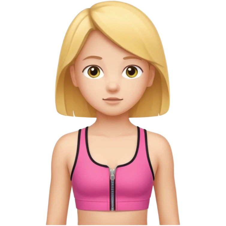 prepubescent flat-chested child girl in a zipper sports bra emoji