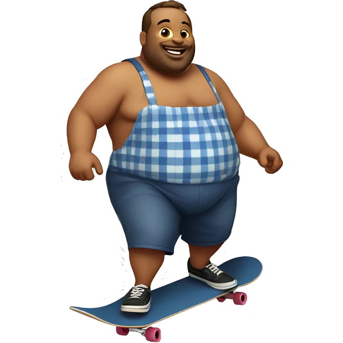 shirtless fat guy skateboarding in an apron emoji