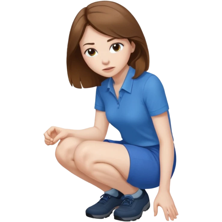  brown haired woman crouching emoji