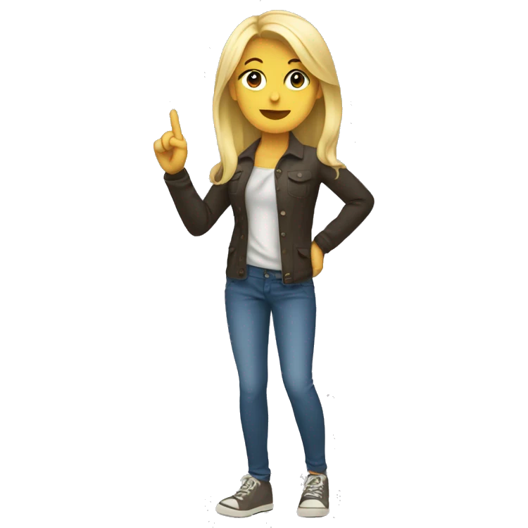 blonde girl pointing finger with body emoji