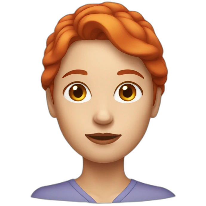red haired woman with a big forehead emoji