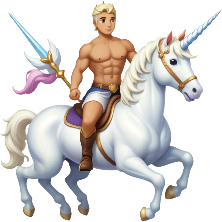 Man riding a unicorn emoji