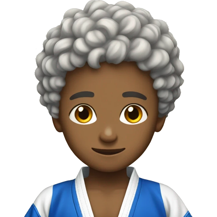 Boy with curly hair in Jiu jitsu suit emoji